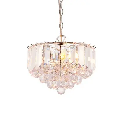 Chrome Effect Pendant Light With Acrylic Crystal Droplets