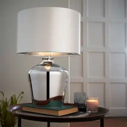 Chrome Glass Base Table Lamp