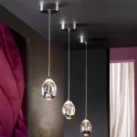 Chrome Solid Glass Pendant Light With Decorative Bubbles