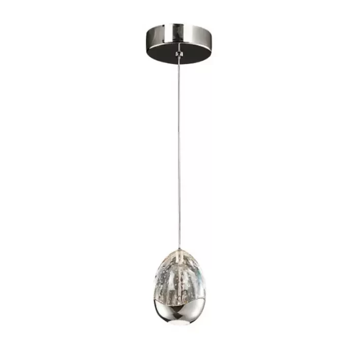 Chrome Solid Glass Pendant Light With Decorative Bubbles