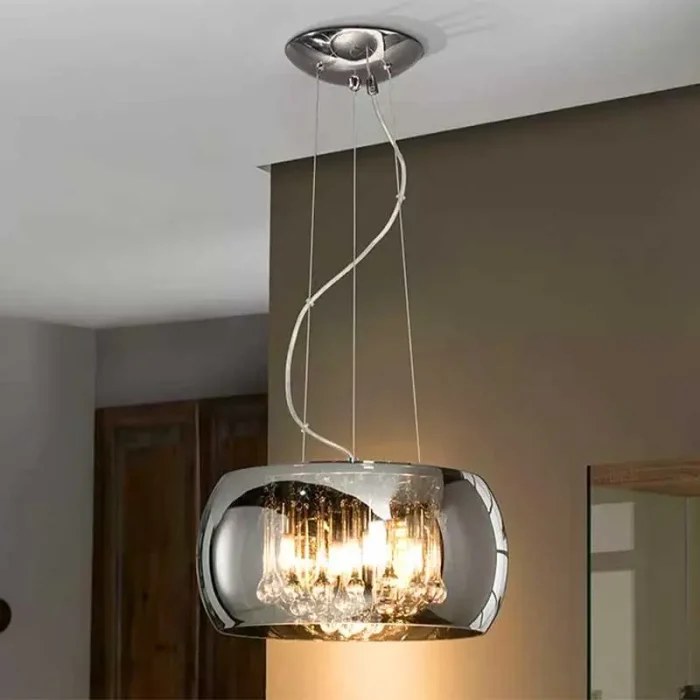 Chrome Shimmered Glass Hanging Light