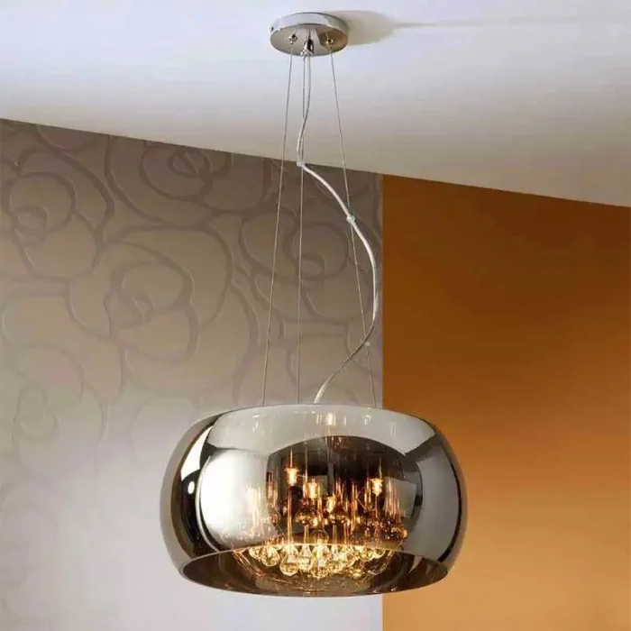 Chrome Shimmered Glass Hanging Light