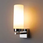 Chrome White Shade Bathroom Wall Light