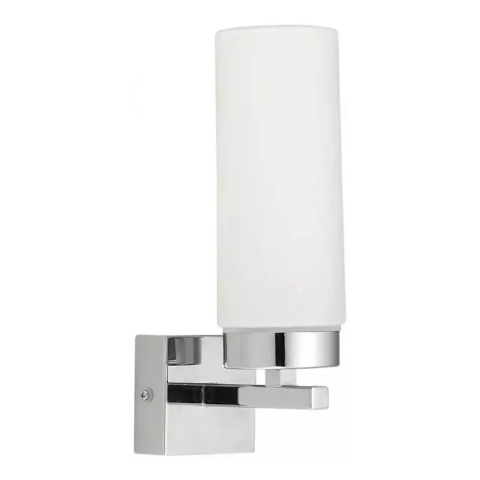 Chrome White Shade Bathroom Wall Light