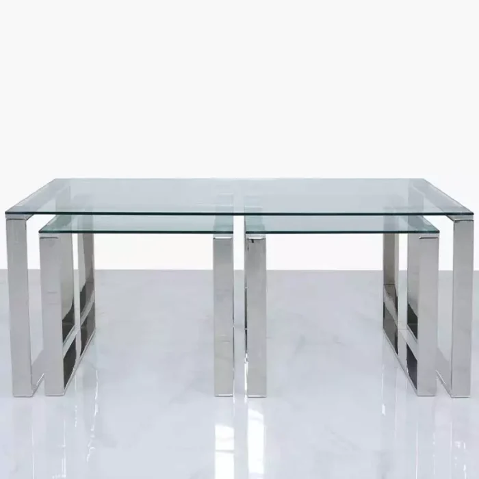 Coffee Table With clear Glass Tables Set