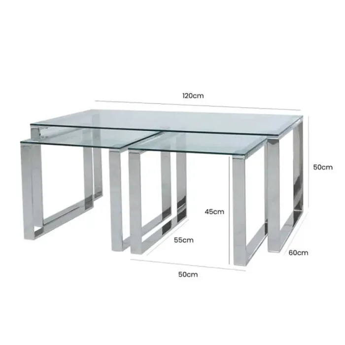 Coffee Table With clear Glass Tables Set