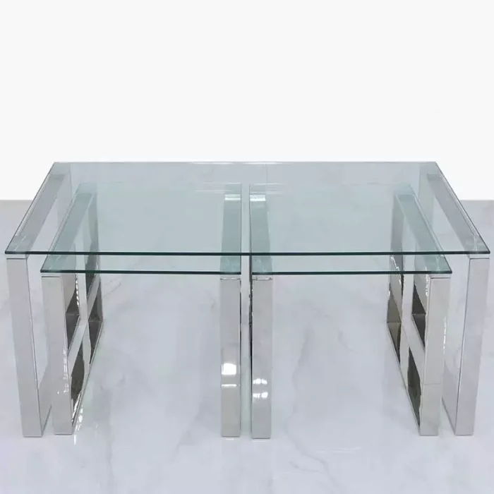 Coffee Table With clear Glass Tables Set