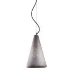 Conical shape pendant light in a sleek grey colour made from concrete