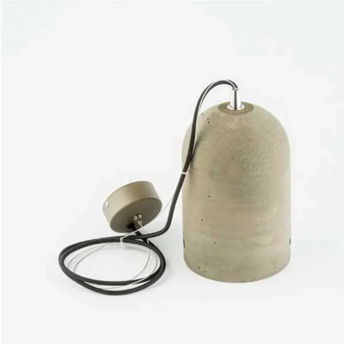 Dome shape pendant light in grey colour made from concrete