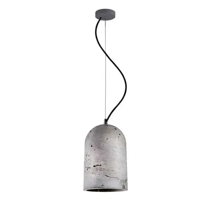 Dome shape pendant light in grey colour made from concrete