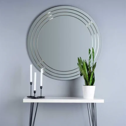 Contemporary Round Bevelled Mirror