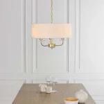 Crystal Brass Ceiling Light White Fabric