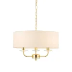 Crystal Brass Ceiling Light White Fabric