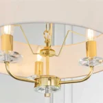 Crystal Brass Ceiling Light White Fabric