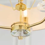 Crystal Brass Ceiling Light White Fabric