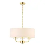 Crystal Brass Ceiling Pendant Light White Fabric