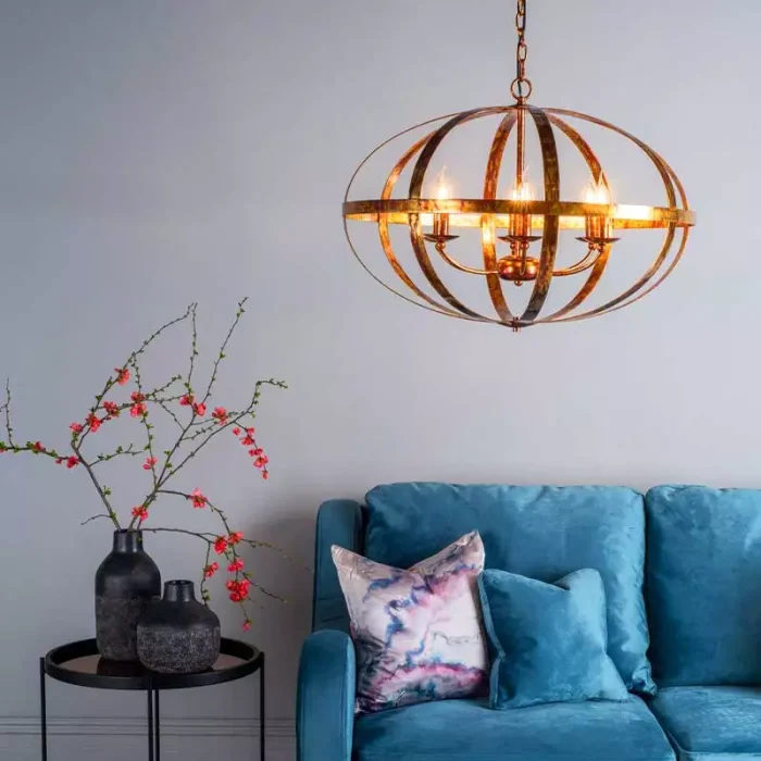 Dappled Copper Orbit Pendant Light