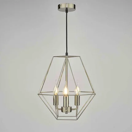 Diamond Shape Satin Chrome Pendant Light