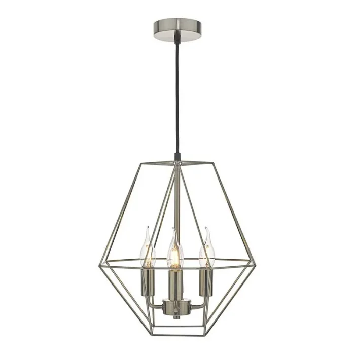 Diamond Shape Satin Chrome Pendant Light