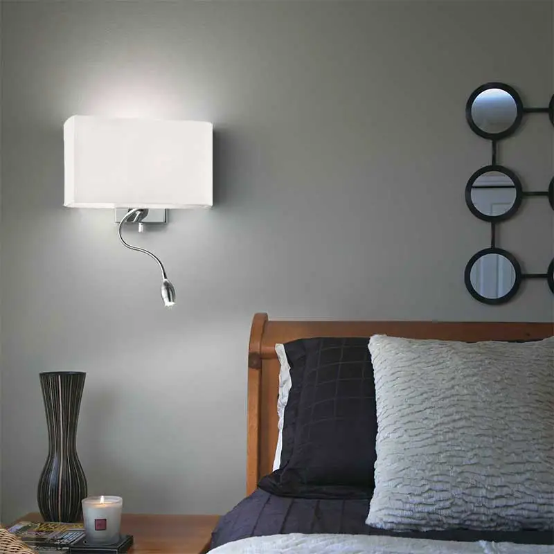 Dual Chrome White Shade Wall Light