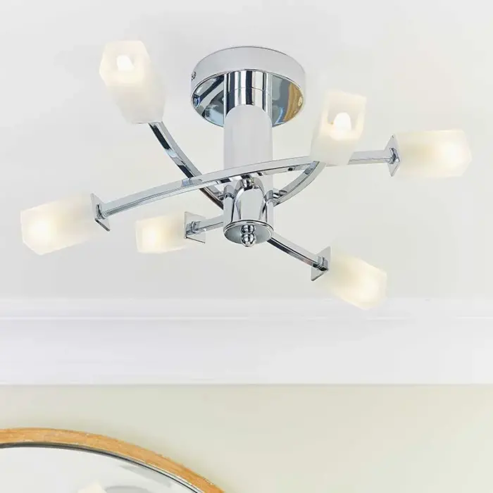 Endon 146-6CH Havana 6lt Semi Flush Ceiling Light