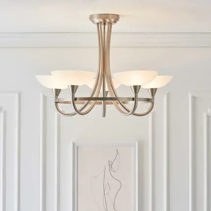 Endon Cagney-5SC Satin Chrome Chandelier Style Ceiling Light