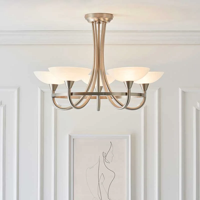 Endon Cagney-5SC Satin Chrome Chandelier Style Ceiling Light