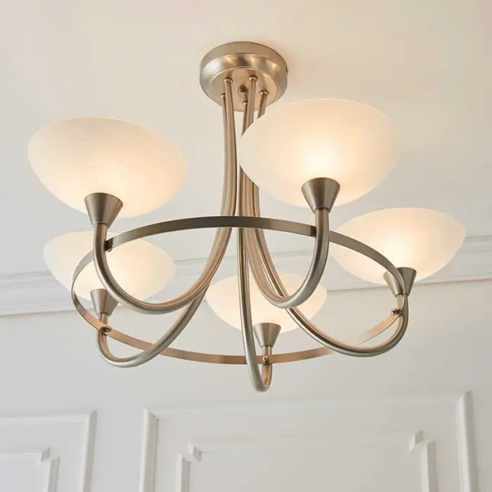 Endon Cagney-5SC Satin Chrome Chandelier Style Ceiling Light