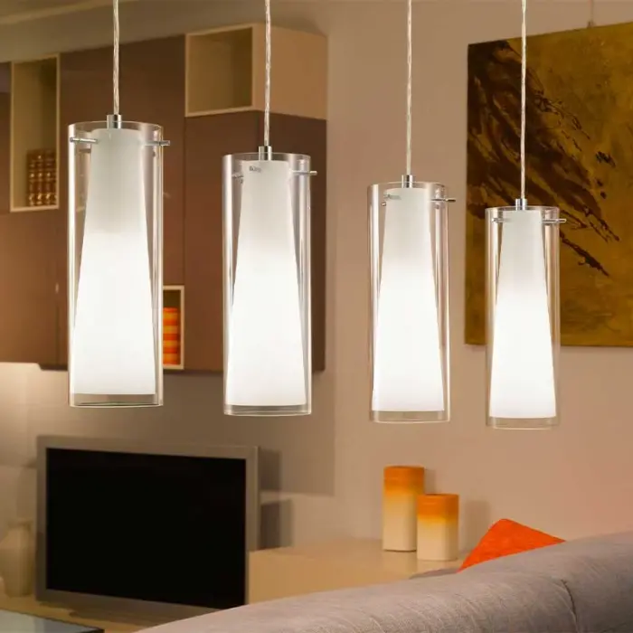 Four Opal Matt Glass Bar Pendant Light