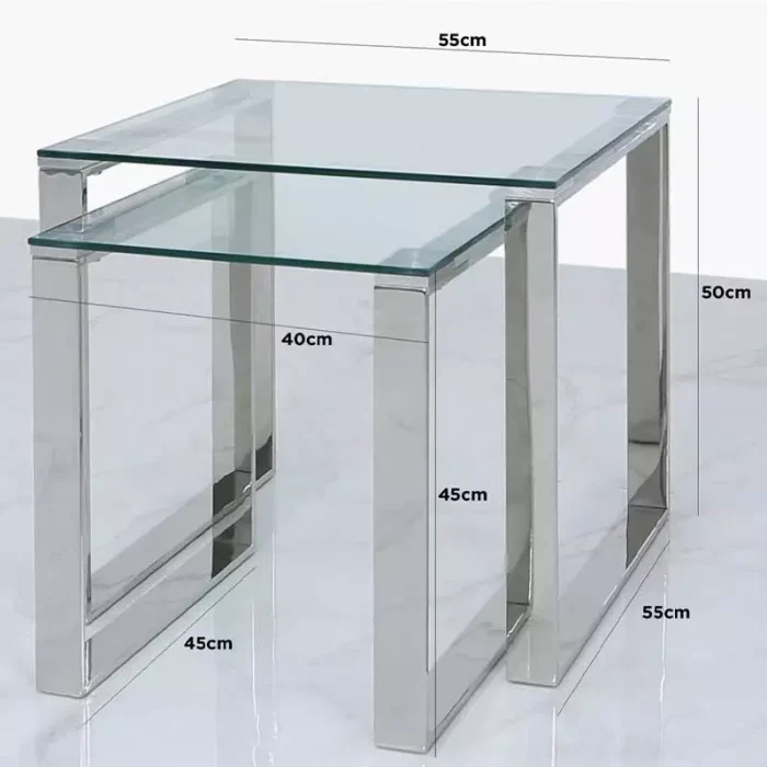 Glass Nest of 2 End Tables