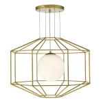 Gold Ceiling Light With Opal Glass