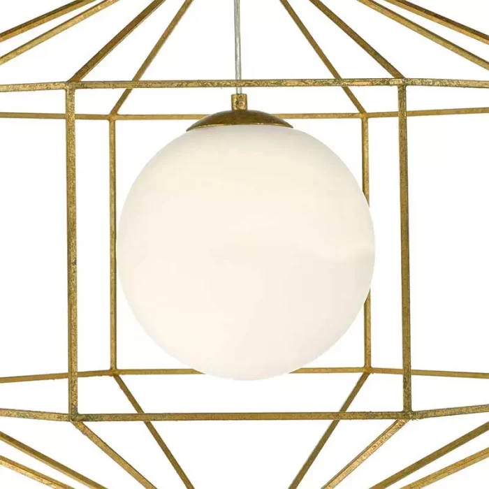 Gold Ceiling Light With Opal Glass