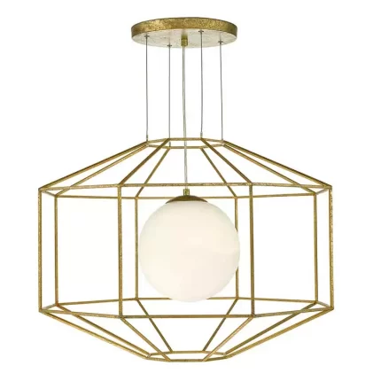 Gold Ceiling Light With Opal Glass