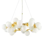 Gold Orbit Large White Glass Pendant Light