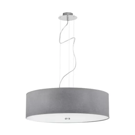 Pendant light with grey fabric shade