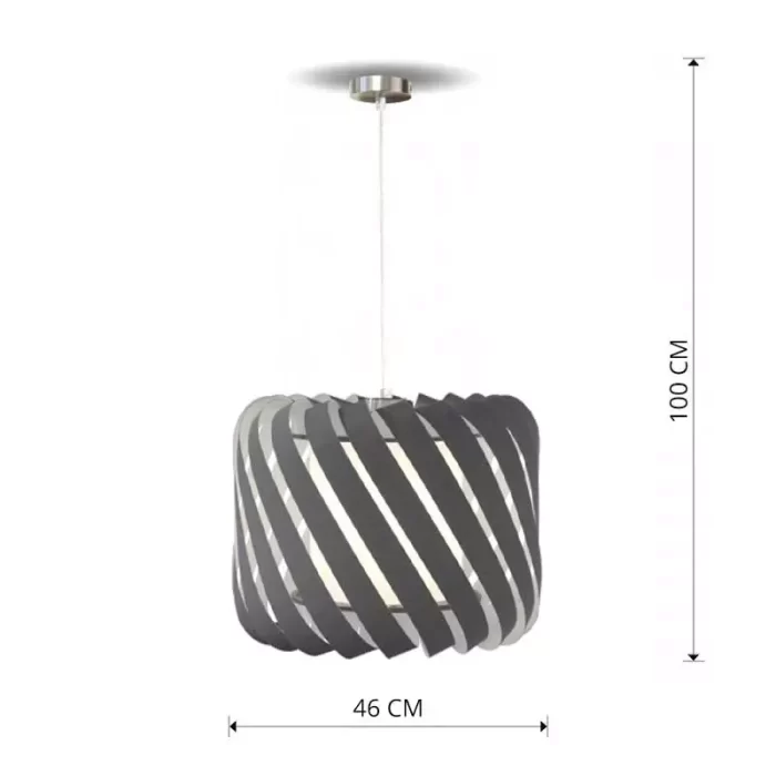 Pendant light with grey velvet shade in 46cm size