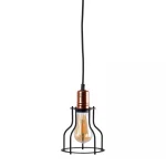 Large pendant light feature an open cage design in black finish