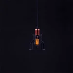 Large pendant light feature an open cage design in black finish