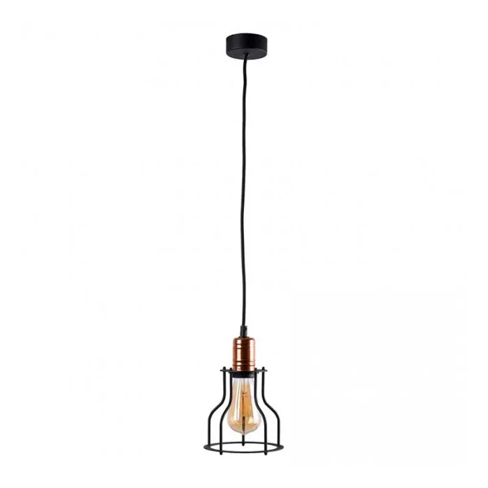 Large pendant light feature an open cage design in black finish