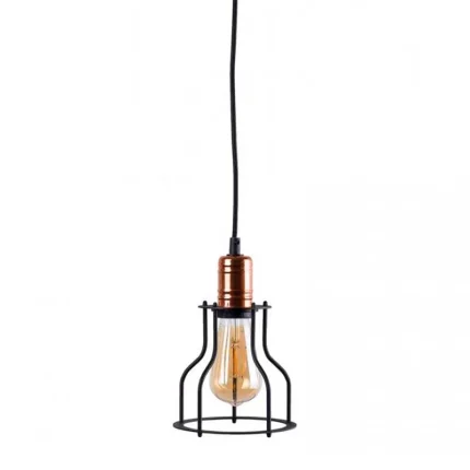 Large pendant light feature an open cage design in black finish