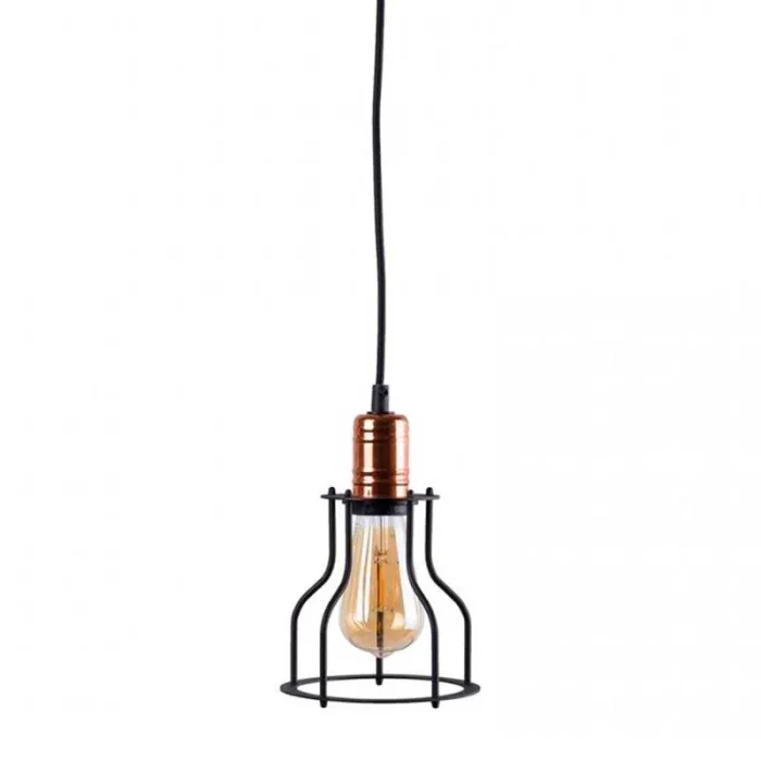 Large pendant light feature an open cage design in black finish