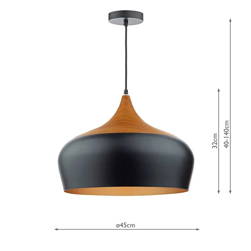 Matt Black Large Pendant Light