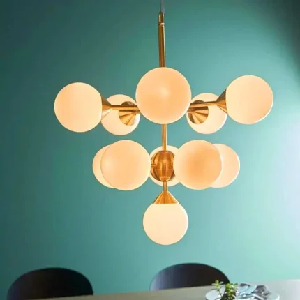 Modern Brushed Brass Large Glass Pendant Light