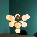 Modern Brushed Brass Large Glass Pendant Light