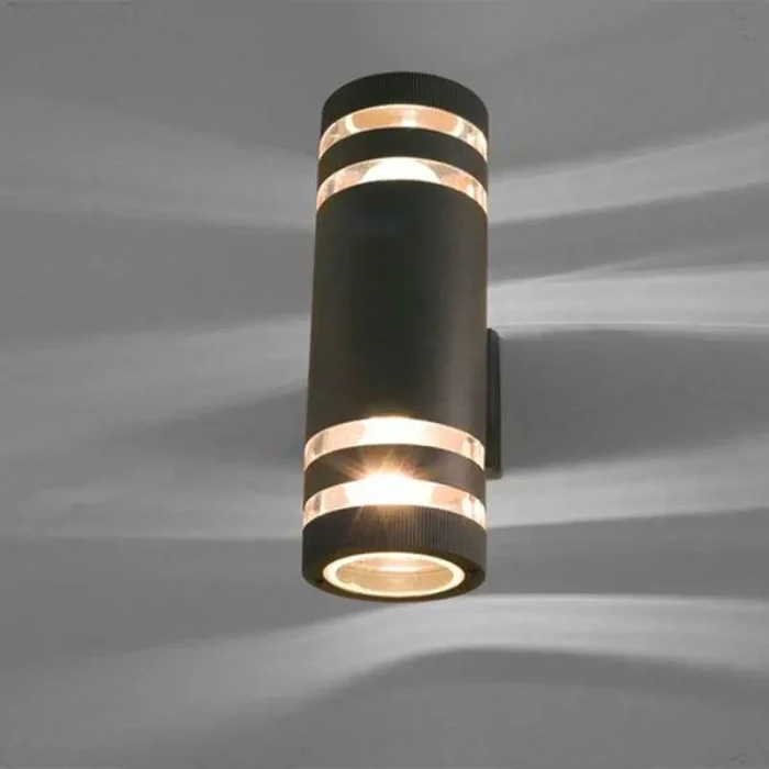 Black modern outdoor wall light in 2 lights design