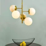 Natural Brass Opal Glass Pendant Light