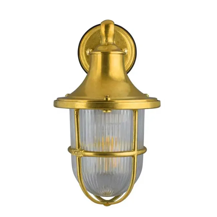 Natural Brass Outdoor Lantern Wall Light