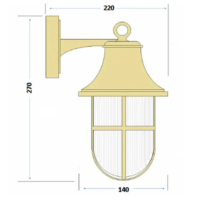 Natural Brass Outdoor Lantern Wall Light