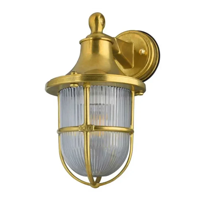 Natural Brass Outdoor Lantern Wall Light