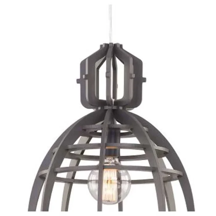 Natural Plywood Pendant Light Dark Grey